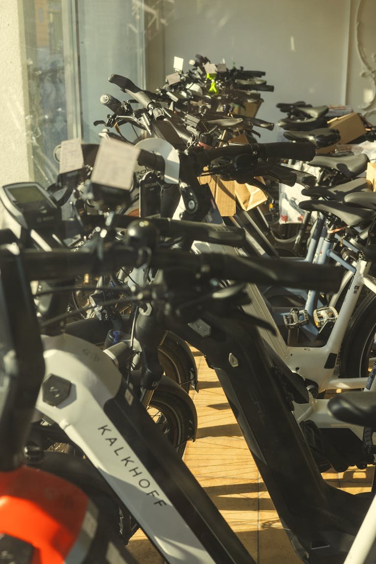 Multiple electric bikes classes displayed